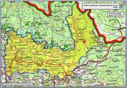 Das Bild zeigt den Zuständigkeitsbereich des Forstrevieres Freyung-Mauth auf einer Topografischen Karte.