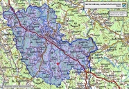 Das Bild zeigt den Zuständigkeitsbereich des Forstrevieres Kollnburg auf einer Topografischen Karte.