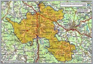 Das Bild zeigt den Zuständigkeitsbereich des Forstrevieres Achslach auf einer Topografischen Karte.