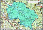 Das Bild zeigt den Zuständigkeitsbereich des Forstrevieres Arnbruck auf einer Topografischen Karte.